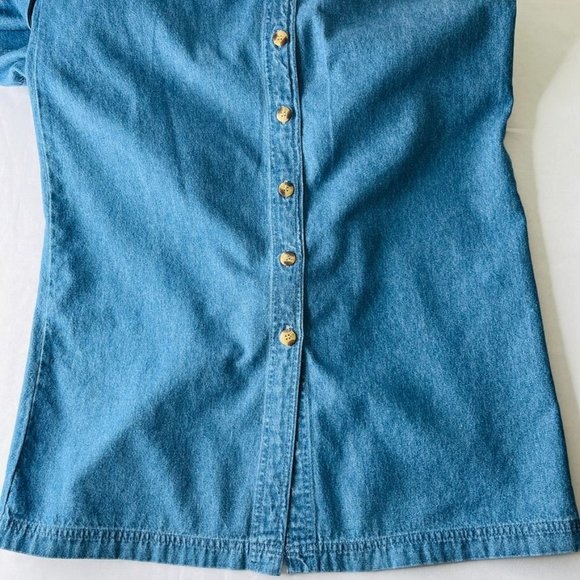 Giorgio Sant Angelo Denim Shirt Dress Size 8  70's Belted Long Sleeve Collared - Picture 7 of 12